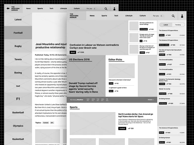 news website wireframe - Newspaper website wireframe by Ziya Fenn on Dribbble