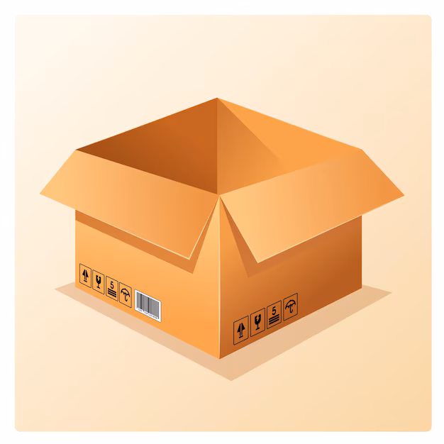 open cardboard box with code - Cardboard boxes for shipping and storage with fragile symbols ...