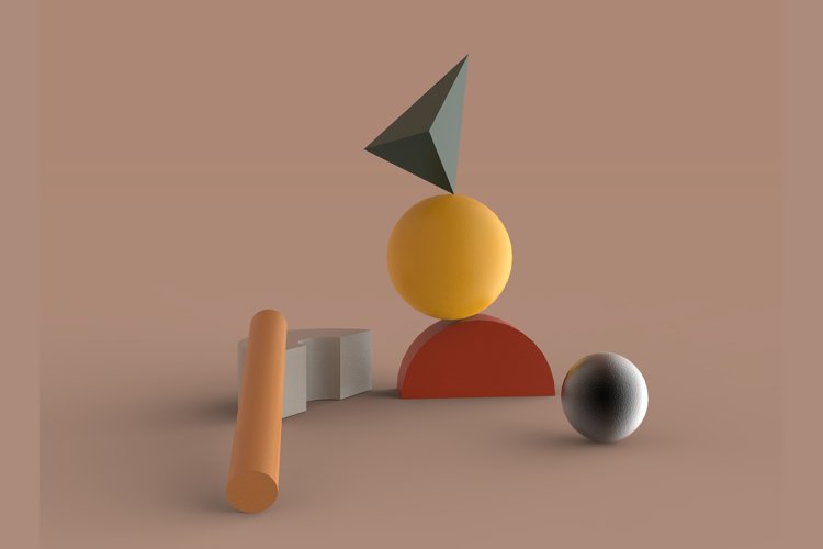 Abstract 3D geometric render - Abstract geometric shape composition 3d render (1035133)