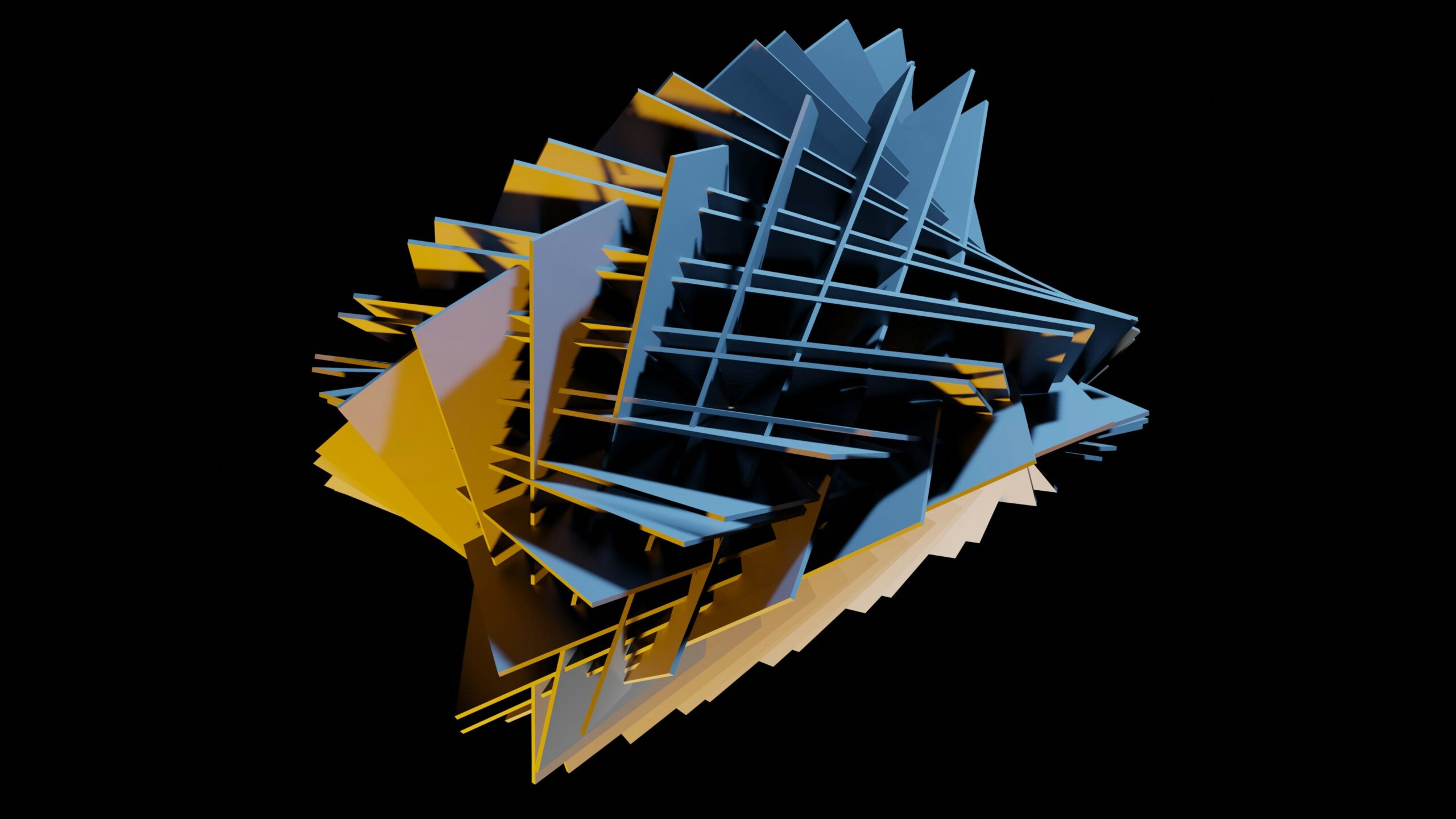 Keywords:
High polygon 3D model wireframe - abstract object with blue and orange light scattering on it.