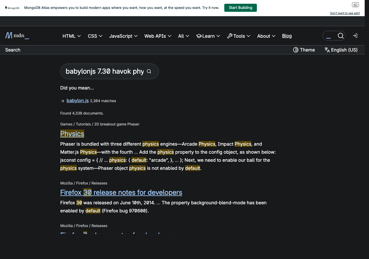 Official documentation for babylonjs 7.30 havok physics default