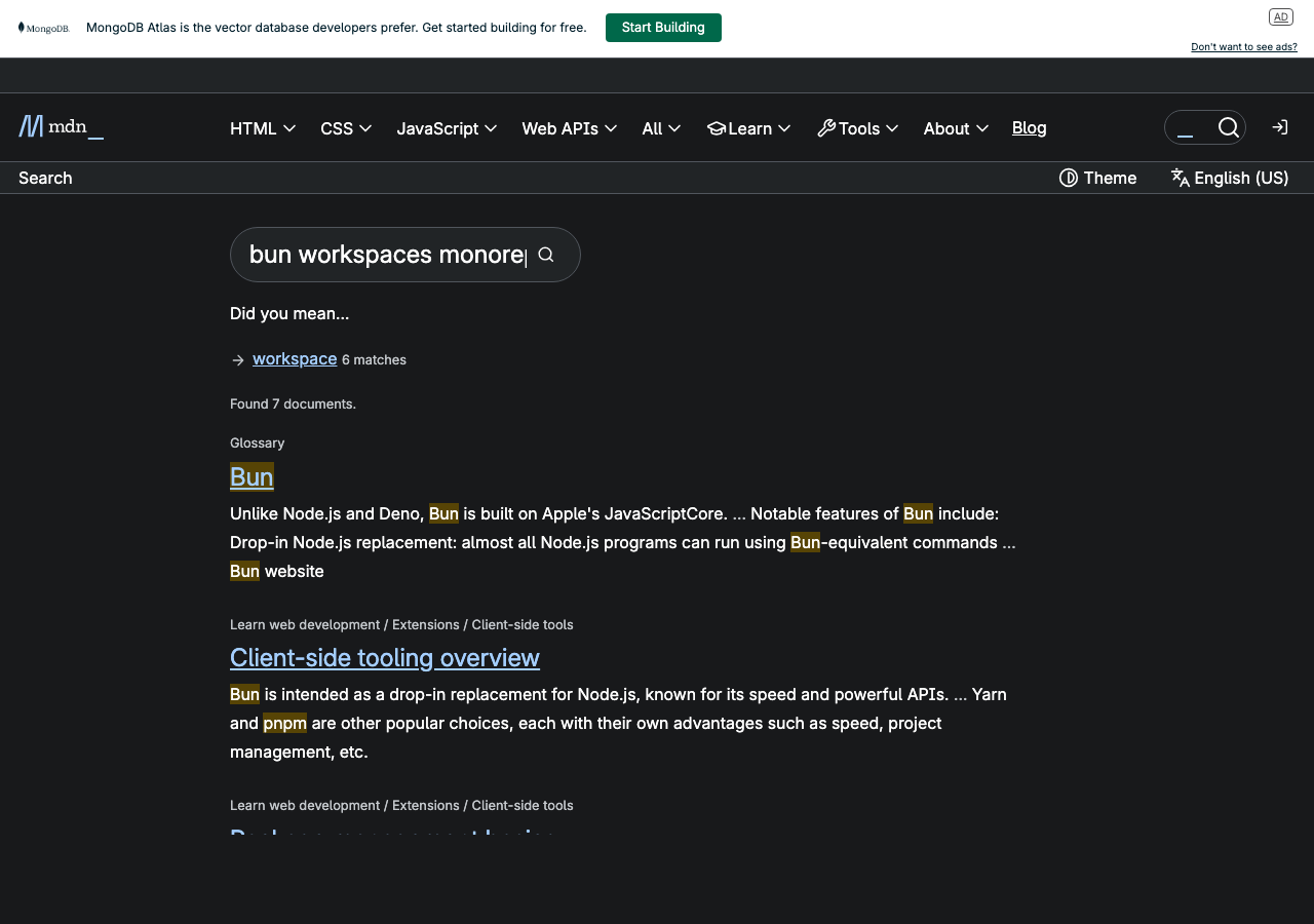 Official documentation for bun workspaces monorepo pnpm