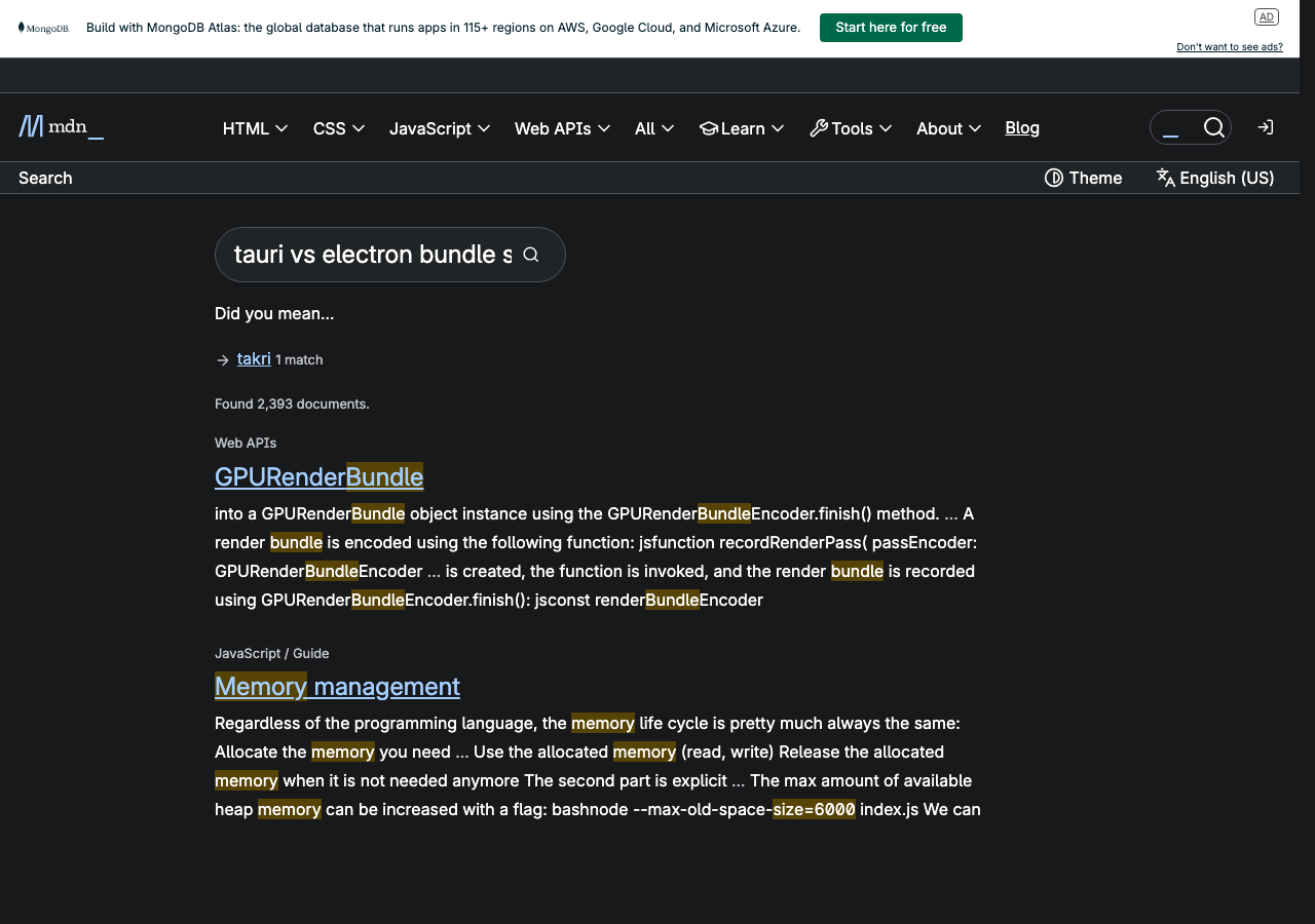 Official documentation for tauri vs electron bundle size memory 2026