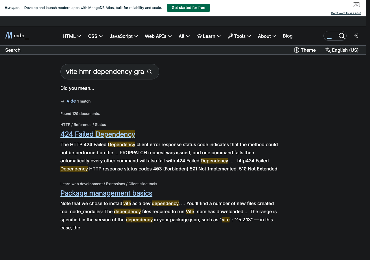 Official documentation for vite hmr dependency graph